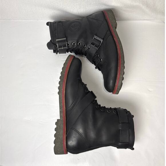 Polo Ralph Lauren Maurice Boots Mens Size 9D Black Leather Buckle
